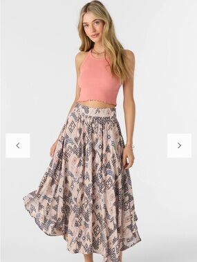 O'Neill Pink Blush Aztec-Print Maxi Skirt